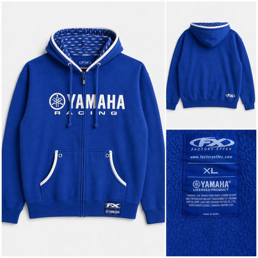 VTG Y2K Yamaha FX Racing Zip Up Hoodie Men’s Size XL Blue Motocross 2000s